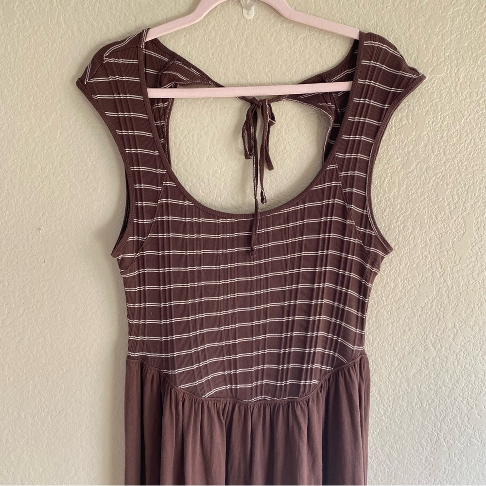 NEW Free People Beach Alana Open-Back Striped Brown Midi - Picture 9 of 10